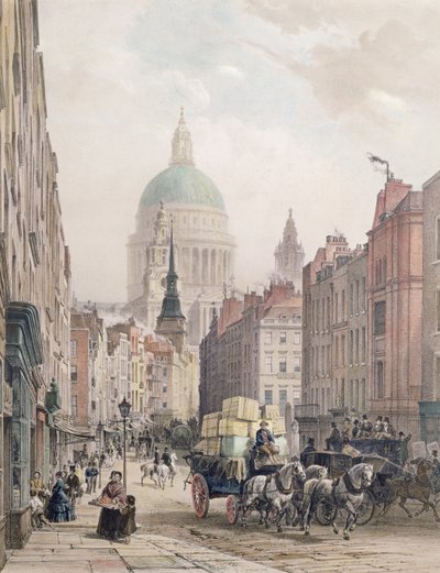 Fleet Street, c.1850 by Louis Jules Arnout